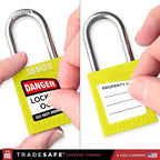 TRADESAFE Lockout Tagout Locks Set - 7 Yellow Loto Locks, Lockout Locks Keyed Different, 2 Keys Per Lock, OSHA Compliant Lock Out Tag Out Padlocks, Safety Padlocks for Electrical Lockout Tag Out Kits