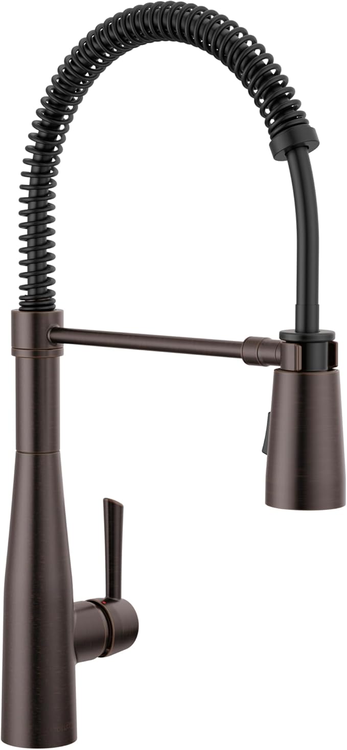 Delta Essa Pro Style Commercial Kitchen Faucet with Pull Down Sprayer, Oil Rubbed Bronze Single Hole Kitchen Sink Faucet, Single Handle, Venetian Bronze 9613-RB-DST