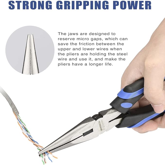 6-Inch Long Needle-Nose Side Cutting Pliers with Heavy Duty Nickel Chromium Steel Construction