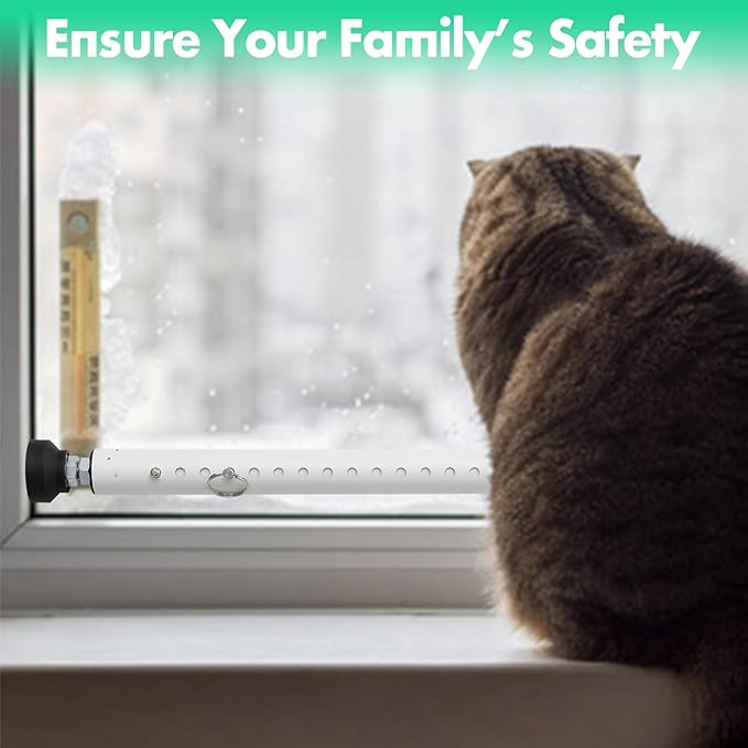 2pcs Sliding Door Security Bar, Adjustable Window Security Locks with Rubber Tips 17-50inch, Patio Door Security Lock Black for Home Apartment, White