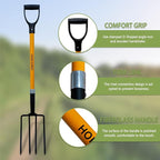 Garden Fork, 4-Tines Pitchforks,45-Inch Pitchfork for Gardening,Fiberglass Digging Fork Pole, D-Handle