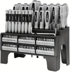 100-Piece Magnetic Screwdriver Set with Plastic Rack, Includes Slotted/Phillips/Torx Precision Drivers, Non-Slip Rubber Handles, Multi-Purpose Screwdrivers, Best Tools Men Gift (Grey)