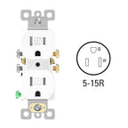 AIDA 10 Pack 15 Amp Outlet Duplex Electrical Receptacle Outlets,Power Outlet,Tamper Resistant,Heavy-Duty Receptacle, 2 Pole,3-Wire, Self-Grounding Clip, NEMA 5-15R,UL Listed,White
