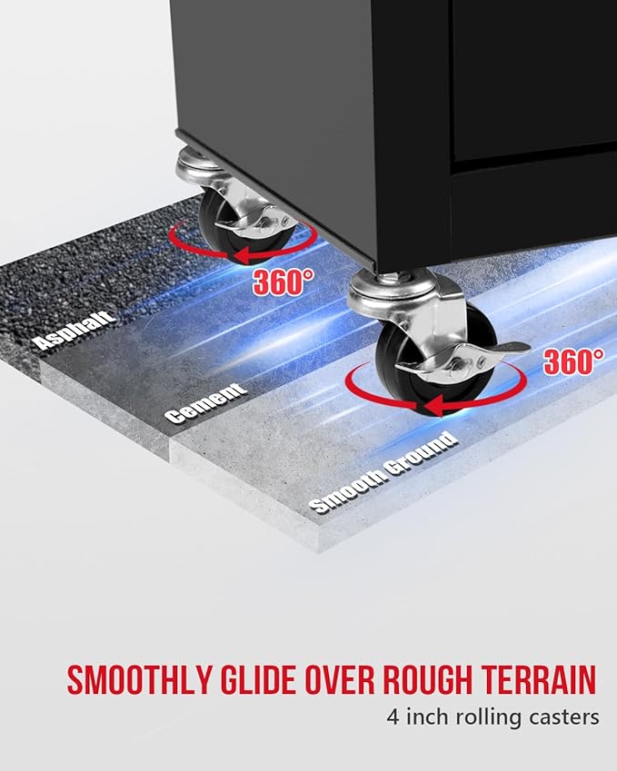 2 in 1 Tool Chest with 5 Drawers, Tool Cart with 7 Organizer Tray Divider Set & Wheels, Large Rolling Tool Box Organizer for Garage, Workshop, Home Crafts