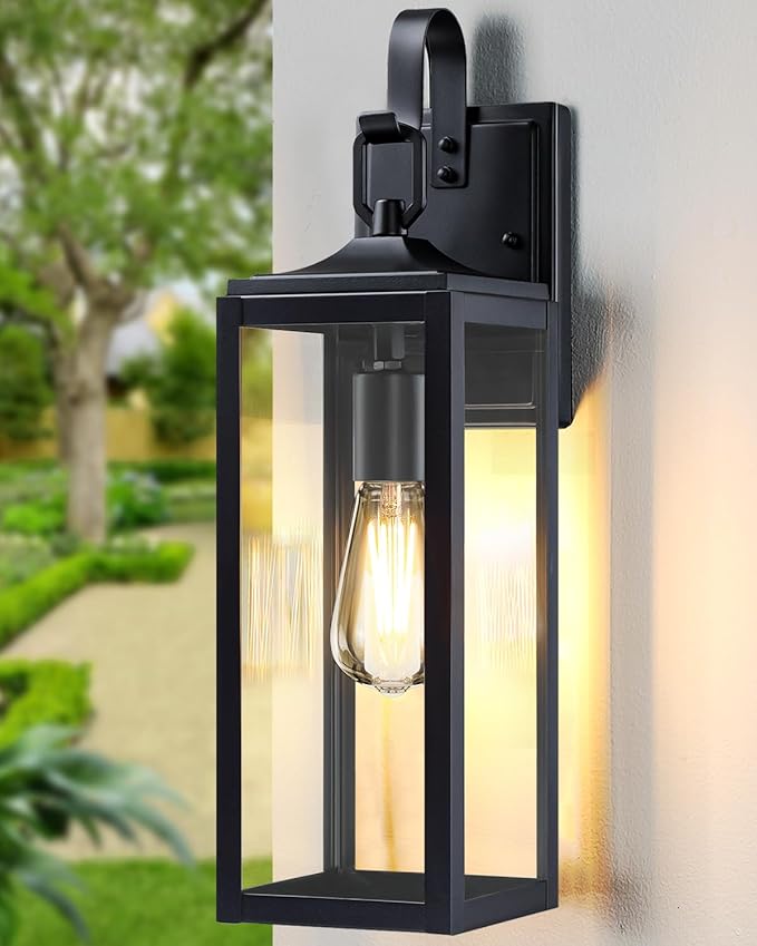 18'' Large Outdoor Wall Lights, Modern Black Exterior Lighting Fixtures, Waterproof Outdoor Sconces Porch Light for House Wall Mount, Farmhouse Wall Lanterns for Front Door, Garage,1 Pack