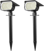 Solar Spot Lights Outdoor Waterproof IP65, 2 Pack Landscape Spotlights with 46 LEDs, 3 Modes Auto On/Off Solar Powered Flood Lights for Outside Pathway, Yard, Garden, Walkway (Cool White)