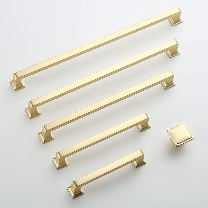 10 Pack 7.5inch Brushed Brass Cabinet Pulls - Gold Pulls forMultiple Cabinets