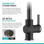 KRAUS Britt Commercial Style Pull-Down Single Handle Kitchen Faucet in Matte Black/Spot-Free Black Stainless Steel, KPF-1691MBSFSB