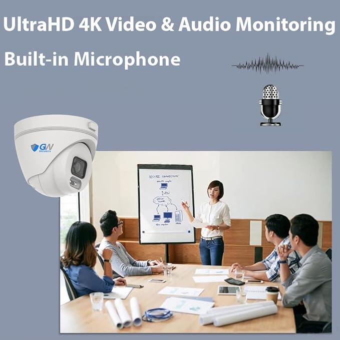 GW Security 5MP 1920P Security Camera System with AI Face/Human/Vehicle Detection, 8CH 4K DVR and 8 x 5MP 2592TVL Microphone Home CCTV Dome Camera, Smart AI Playback, Email Alert, 2TB Hard Drive