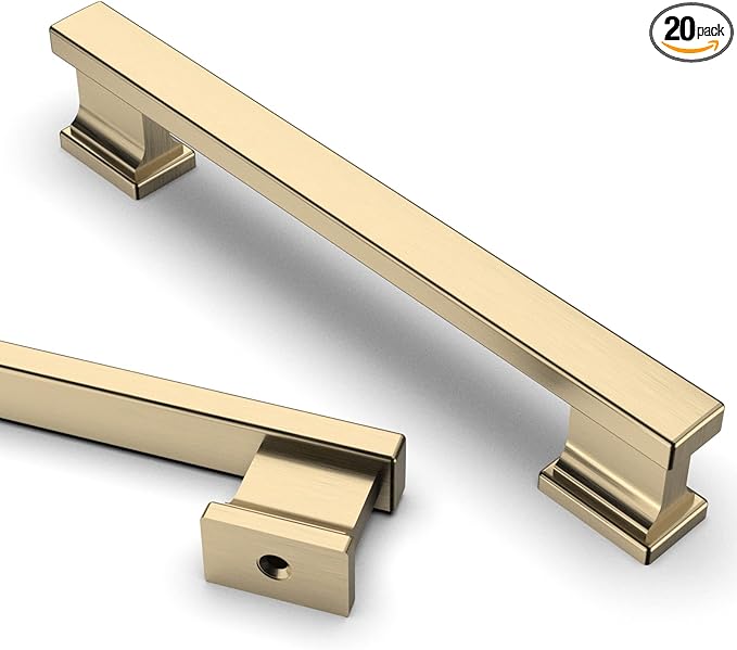 Asidrama 20 Pack 5 Inch(128mm) Brushed Brass Kitchen Cabinet Handles, Cabinet Pulls Kitchen Cabinet Hardware for Cupboard Drawer Pulls