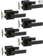 6 Pack Square Privacy Door Levers Locksets in Matte Black Finish, Bed/Bath Door Levers Keyless Interior Handles,Reversible for Left Right Handed Doors
