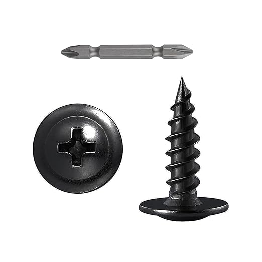 (350 pcs)#8×5/8" Black Truss Head Wood Screws Quick Metal Self Tapping Zinc Oxide