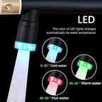 Smart Kitchen Faucet, 3 Modes Pull Down Sprayer, LED Temperature Control, Ceramic Valve,360-Degree Rotation,1 or 3 Hole Deck Plate, Double Spout. 10-Year Warranty. (KW-29RK, Gold/Black)