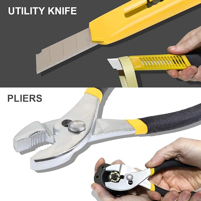 DNA MOTORING 39-Piece Household Tool Set General Repair Small Hand Tool Kit Storage Case for Home Garage Office College Dormitory Use, Yellow, TOOLS-00007