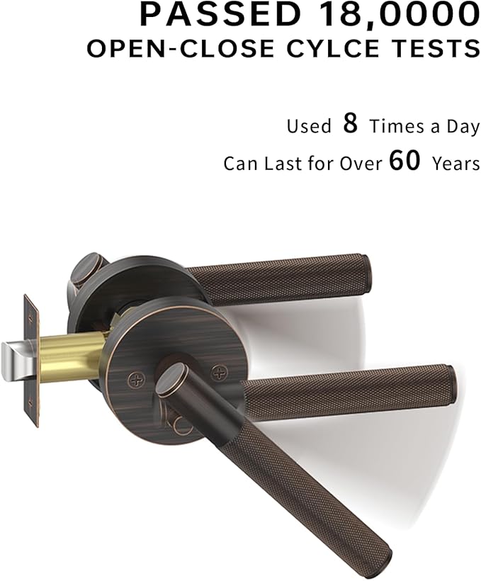 Asidrama 4 Pack Oil Rubbed Bronze Privacy Door Handles, Door Lever with Door Knobs Indoor for Bedroom or Bathroom, Heavy Duty Door Handles Interior with Locks for Left Right Sided Doors