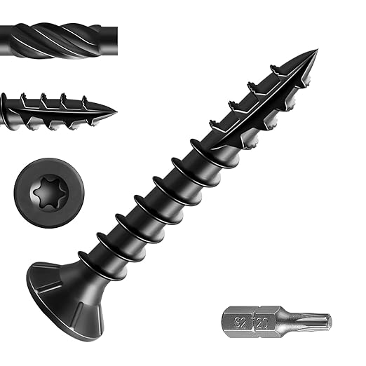 #8 * 1-5/8" Black Deck Screws, (377pcs) 2 lbs.Exterior Wood Screws, Rust Resistant epoxy Coated, Bronze, T20 Star Bit