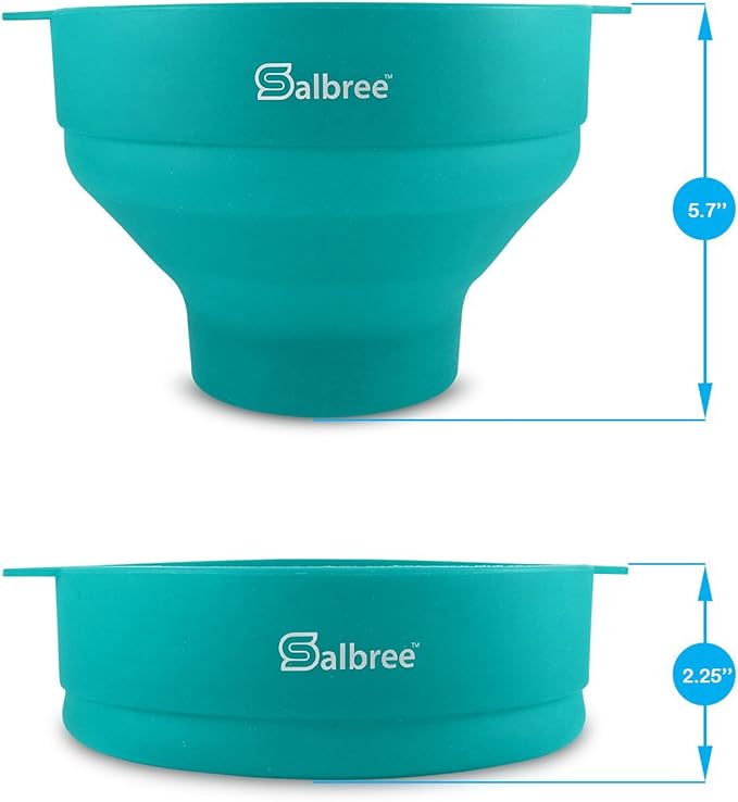 The Original Salbree Collapsible Silicone Microwave Popcorn Popper Maker Machine, Microwavable Bowl Holds 16 Cups, Uses Hot Air and Oil Always Optional - The Most Colors Available (Aqua)