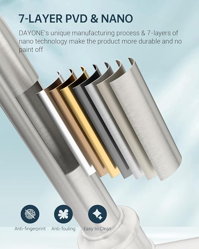 DAYONE Vintage Kitchen Faucet with Soap Dispenser, Single Handle High Arc Antique Pull Out Kitchen Sink Faucets with 3-Mode Pull Down Sprayer, APS136 (Standard, Brushed Nickel)