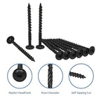 Lag Screws 3 Inch, 50PCS Heavy Duty Construction Screw, Structural Wood Screw #14 x 3, Rust Resistant, Washer Head, Black Coated Exterior Wood/Lag Screws Hex Socket Included