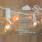 50 Pack G40 Light Bulbs Replacement, 120V 5W Clear Globe G40 Outdoor String Lights Bulbs Replacement, C7 or E12 Candelabra Base Wax Warmer Light Bulbs, 2200K Warm White Vintage Incandescent Bulbs