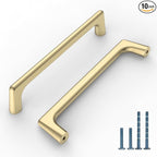 10 Pack Brushed Gold Cabinet Pulls, 5 Inch Hole Center, Sturdy & Easy to Install, Gold Cabinet Hardware for Cabinets, Cupboard & Drawer