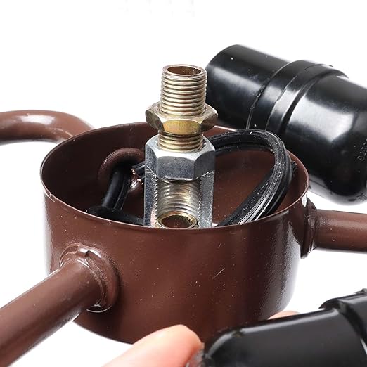 Bieye SC02 E26 Light Socket Cluster with Pull Chain Switch and Electrical Wiring Accessories (3-Light, Brown)
