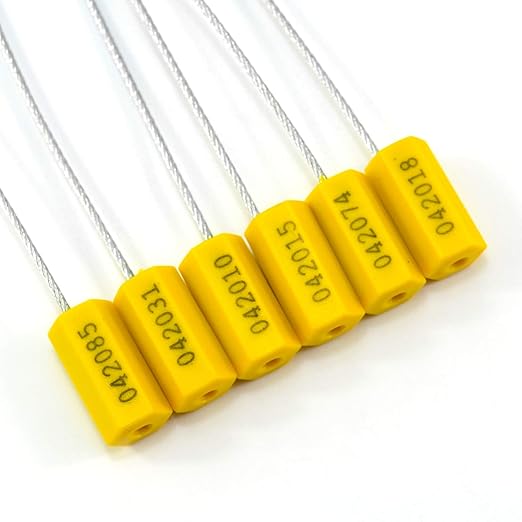 2000 pcs Tamper Proof Security Cable Wire Seals Numbered Pad-Lock Pull-Tite Security Tag Straps for Trailers, Cargo, Truck (Yellow)