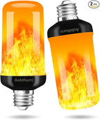 Flame Light Bulbs, 4 Modes LED Flame Effect Light Bulb, E26 Base Flickering Light Bulb with Gravity Sensor,Flickering Light Bulbs Halloween Home Party (Update 2 Pack)