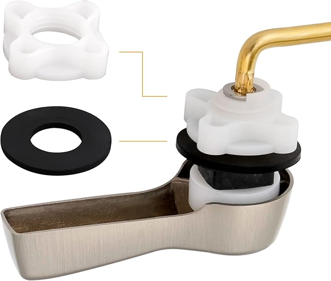 Hibbent Universal Metal Front Mount Toilet Handle Replacement Kit, Brass Toilet Flush Tank Lever with Stainless Steel Flapper Chains for Most Toilets, Brushed Nickel Finish