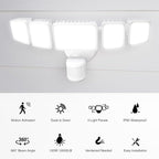 Onforu 120W 12000LM LED Security Lights Motion Sensor Outdoor, Dusk to Dawn Flood Lighting, 5 Heads 360° Wide Angle Illumination, 6500K IP65 Waterproof Hardwired Floodlight Motion Detection (White)