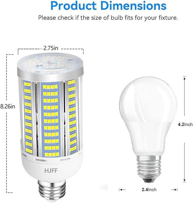 HJFF Led Light Bulb 500W Equivalent 7500 Lumen 5000K Waterproof E26/E27 Medium Base 60W led Bulb for Outdoor Indoor Lamp Area Garage Warehouse Workshop Street Backyard