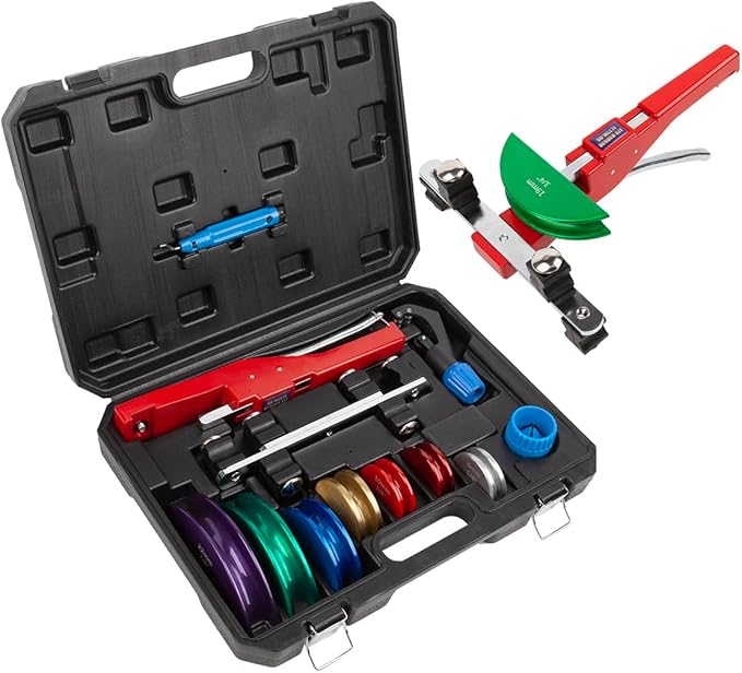 Wostore Tube Bender Kit Includes 1/4-7/8 Sizes Refrigeration Ratcheting Tubing benders Hand Tool Color Aluminium Alloy Replacement Head