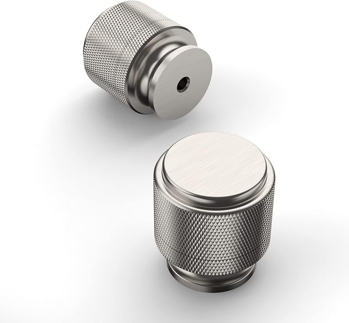 Amerdeco 10 Pack Brushed Satin Nickel Knurled Cabinet Knobs Kitchen Cabinet Pulls for Drawer Dresser, Cupboard and Wardrobe ZH0031