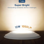 Amico 12 Pack 5/6 Inch LED Disk Lights, Dimmable Flush Mount Ceiling Disc Lights, 2700K/3000K/4000K/5000K/6000K Selectable, 12W Eqv 110W, 1050LM, Low Profile Surface Mount Ceiling Light, ETL&FCC