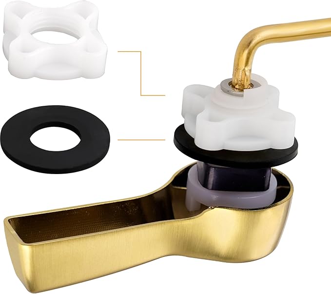 Hibbent Universal Metal Front Mount Toilet Handle Replacement Kit, Brass Toilet Flush Tank Lever with Stainless Steel Flapper Chains for Most Toilets, Brushed Gold Finish