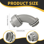 Conduit Connectors, 1-1/2 Inch Liquid Tight Connector NPT Non-Metallic for PVC Electrical Flexible Conduit Fittings, 90 Degree, UL Listed for Home Outdoor Tubes Tools, Grey (5-Pack)