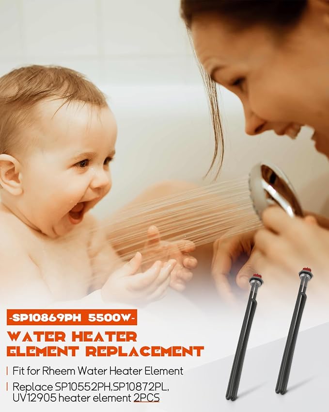 Water Heater Element Replacement SP10869PH 5500W Fit for Rheem Richmond General A.O.Smith Ruudheaters, Replace SP10552PH, SP10872PL, UV12905, 5500W, 2PCS