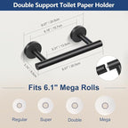 TQKAG Matte Black 5 Piece Bathroom Hardware Accessories Set 23.6" SUS304 Stainless Steel Bathroom Towel Bar Holder Sets Double Post Pivoting Toilet Paper Holder Set Wall Mounted