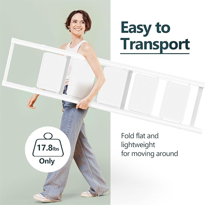 WOA WOA 5 Step Ladder, Foldable Ladder with Wide Pedals and Handle, Sturdy Ladders for Home and Kitchen with Anti-Slip Feet, Supports up to 330 lbs - White