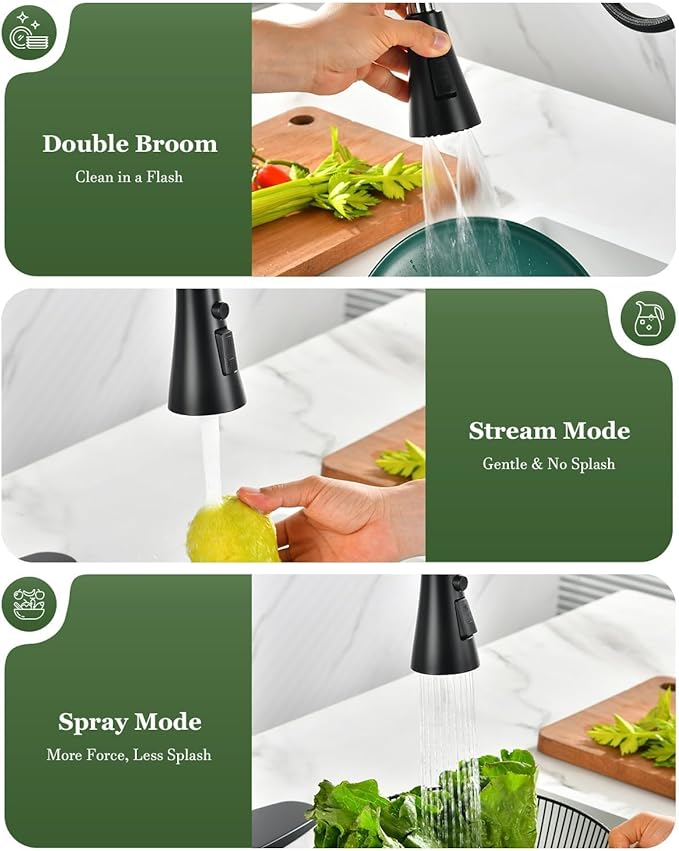 APPASO Touchless Kitchen Faucet Black, Side Motion Sensor Activated Hands-Free Kitchen Faucet with Pull Down Sprayer, Smart One-Handle Pulldown Kitchen Sink Faucet, Matte Black