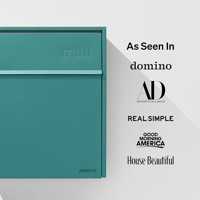 Wall Mount Mailbox - Large, Anti-Theft Locking Mailbox, Weatherproof Mailboxes for Outside The House, 18.5" H x 15" L x 7.5" D - Aegean Sea