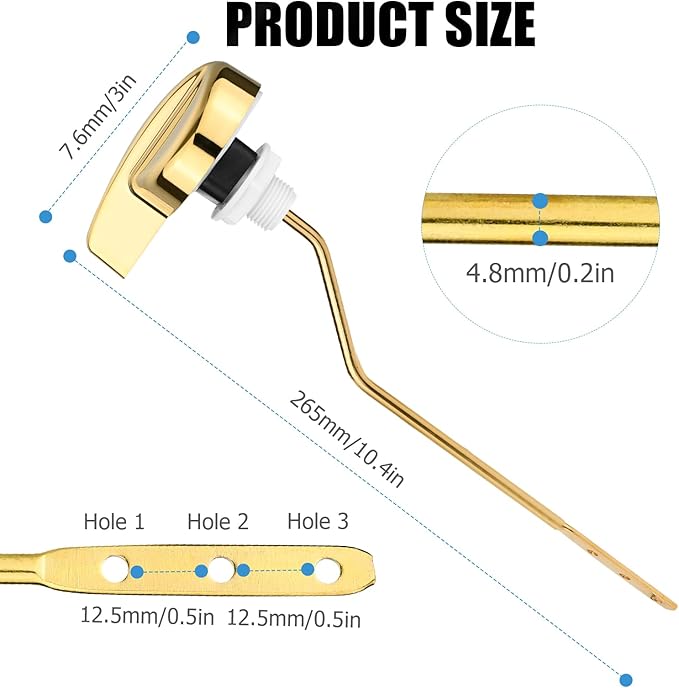 Compatible with TOTO Toilet Handle Replacement Parts Kit, Universal THU068#CP Trip Lvr for St743S Side Mount Toilet Flush Tank Lever Handle for TOTO Kohler Toilet Tank, 1-Pack Shiny Gold
