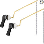 Hibbent 2 Pack Universal Metal Side Mount Toilet Handle Replacement Kit, Brass Toilet Flush Tank Lever with 2 Pieces Stainless Steel Flapper Chains for Most Toilets, Oil-Rubbed Bronze