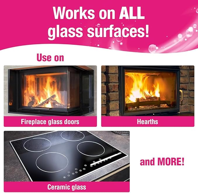 Quick 'n Brite Fireplace Glass Cleaner 24oz, Nonabrasive Cleaning Spray for Oven, Cooktops, Ceramic-Glass, Microwave Glass