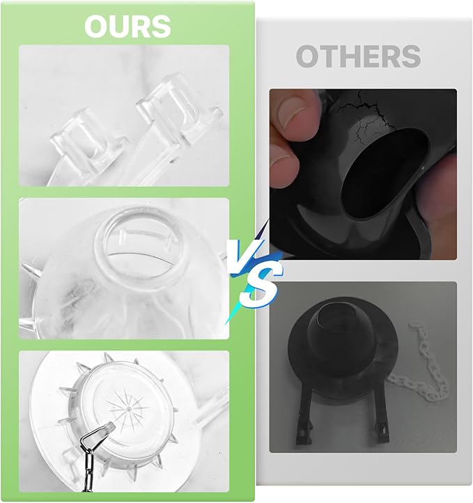 Toilet Flapper Replacement Kit 2 Inch (2 PCS) Universal for American Standard Toilet - Easy to Install, Long Lasting Silicone, Stainless Chain