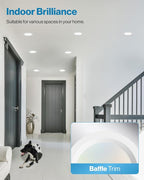 Sunco 24 Pack 6 Inch LED Recessed Light, Ceiling Canless Recessed Lights, Baffle Trim, 850 LM, 14W, Selectable CCT 2700K/3000K/4000K/5000K/6000K, Dimmable, Wafer Thin with Junction Box