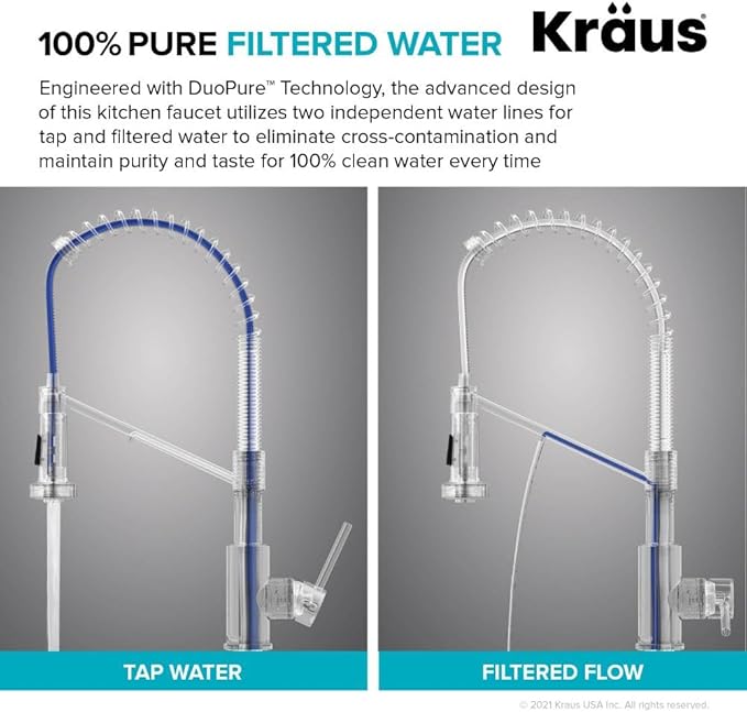 Kraus Bolden 2-in-1 Pull-Down Single Handle Kitchen Sink Filter Water Faucet for Reverse Osmosis or Water Filtration System in Chrome, KFF-1610CH