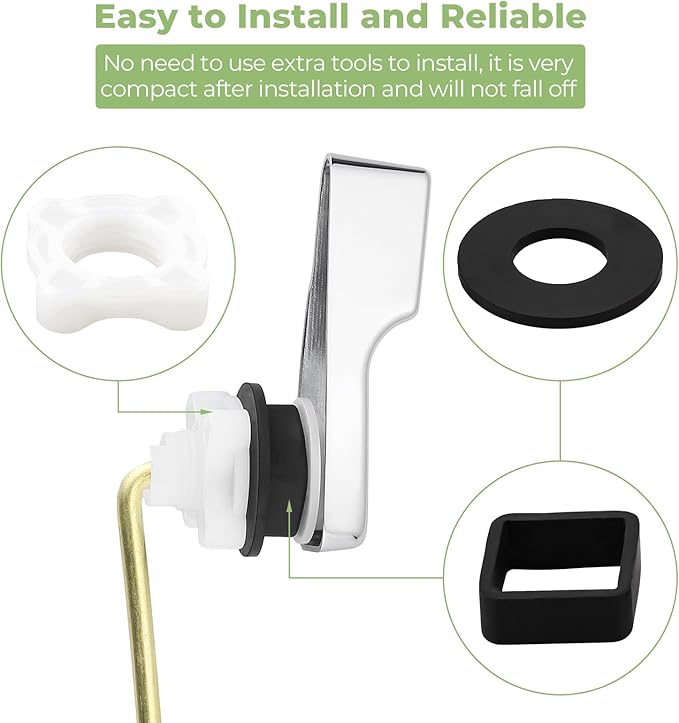 Universal Metal Front Mount Toilet Handle Replacement Kit, Brass Toilet Flush Tank Lever for Most Toilets, Chrome
