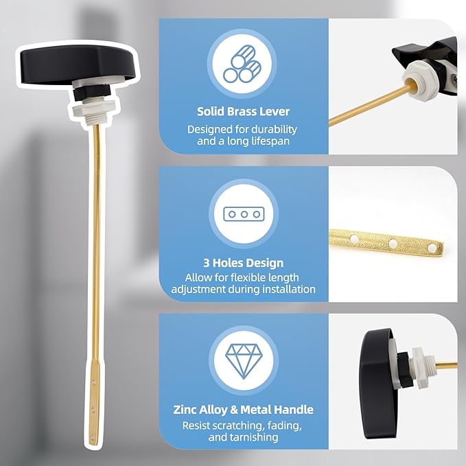 Hibbent Toilet Handle Tank Flush Lever Replacement Compatible with TOTOTHU004-CP Trip Lvr for ST701, CST854, Side Mount Toilet Flush Handle, Toilet Trip Lever, Matte Black