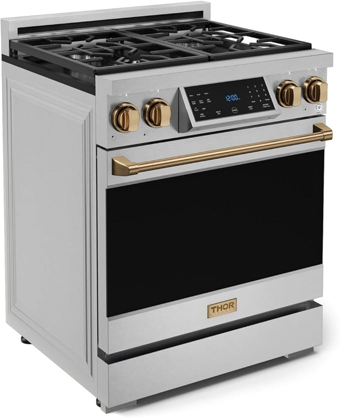 Gordon Ramsay by THOR Kitchen 30 Inch Professional Gas Range with Tilt Panel Touch Control in Stainless Steel/Bronze